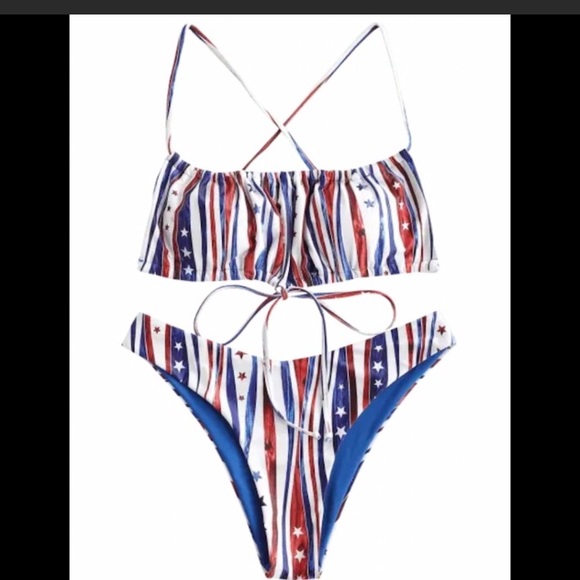 NWT ZAFUL Red, White & Blue Bikini - Picture 2 of 2